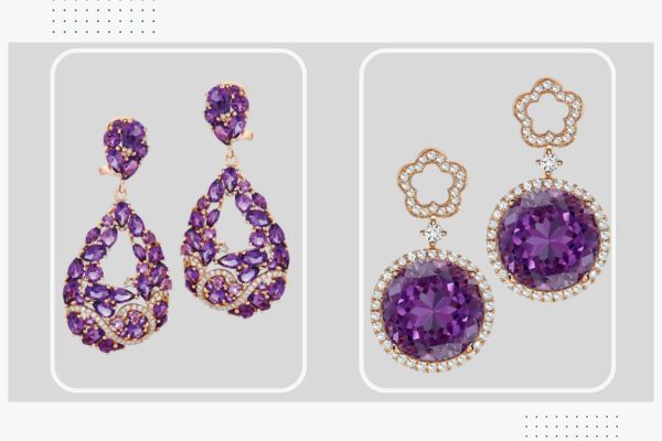 خرید و قیمت گوشواره آمیتیست زنانه طلا و جواهر - سایت زر