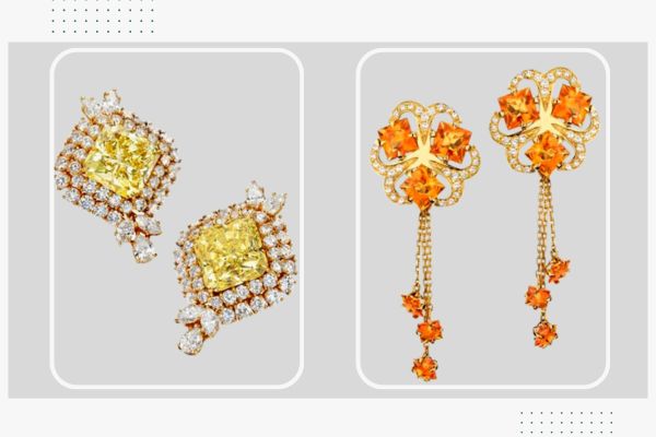 خرید و قیمت گوشواره سیترین زنانه طلا و جواهر - سایت زر