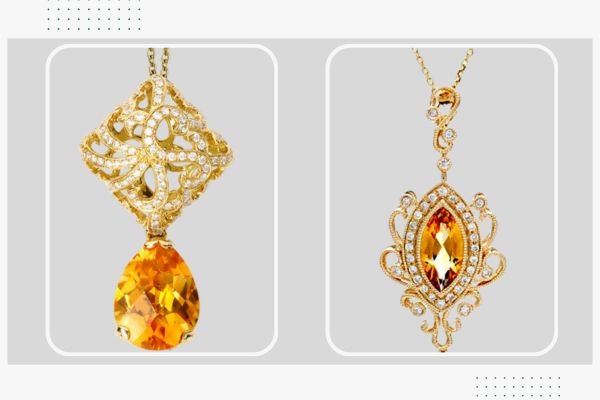 خرید و قیمت آویز سیترین زنانه طلا و جواهر - سایت زر