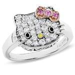 انگشتر کیتی طلا با نگین الماس تراش برلیان و یاقوت قرمز مدل: RDC1037