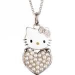 آویز طلای سفید با نگین مروارید و الماس تراش برلیان طرح کیتی مدل : PDC1001