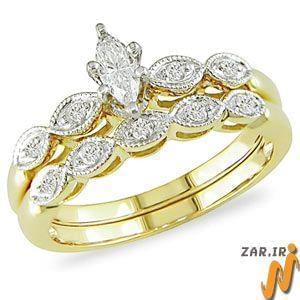 حلقه زنانه طلا زرد با نگین الماس : مدل RwDF1001