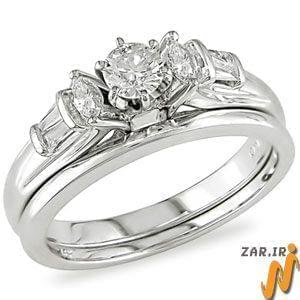حلقه زنانه طلا سفید با نگین الماس مدل : RWDF1002