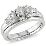 حلقه زنانه طلا سفید با نگین الماس مدل : RWDF1002