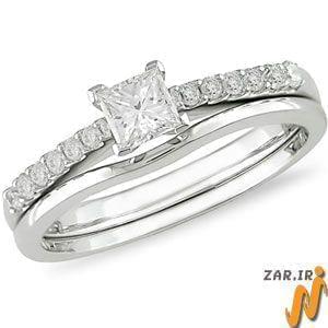 حلقه زنانه طلا سفید با نگین الماس مدل : RWDF1003