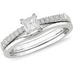 حلقه زنانه طلا سفید با نگین الماس مدل : RWDF1003