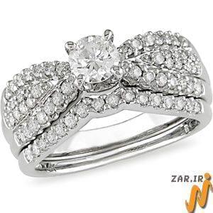 حلقه زنانه طلا سفید با نگین الماس مدل : RWDF1006
