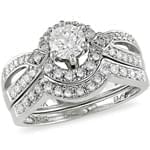 حلقه زنانه طلا سفید با نگین الماس مدل : RWDF1008