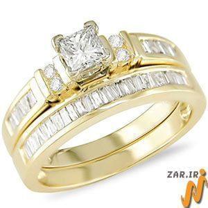 حلقه زنانه طلا زرد با نگین الماس مدل : RwDF1009