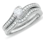 حلقه زنانه طلا سفید با نگین الماس مدل : RWDF1013