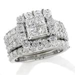 حلقه زنانه طلا سفید با نگین الماس تراش پرنس و برلیان مدل :RWDF1023