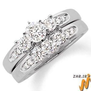 حلقه زنانه طلا سفید با نگین الماس مدل : RWDF1027