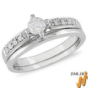 حلقه زنانه طلا سفید با نگین الماس مدل : RwDF1030