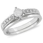 حلقه زنانه طلا سفید با نگین الماس مدل : RwDF1030