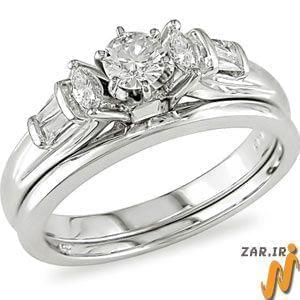 حلقه زنانه طلا سفید با نگین الماس مدل : RWDF1031