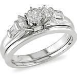 حلقه زنانه طلا سفید با نگین الماس مدل : RWDF1031