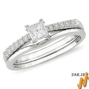 حلقه زنانه طلا سفید با نگین الماس مدل : RWDF1032