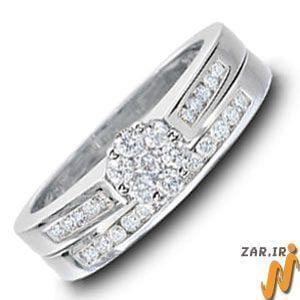 حلقه زنانه طلا سفید با نگین الماس مدل : RwDF1034