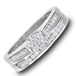 حلقه زنانه طلا سفید با نگین الماس مدل : RwDF1034