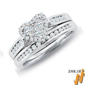 حلقه زنانه طلا سفید با نگین الماس مدل : RWDF1035