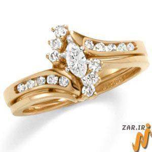 حلقه زنانه طلا زرد با نگین الماس مدل : RwDF1038