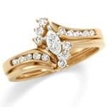 حلقه زنانه طلا زرد با نگین الماس مدل : RwDF1038