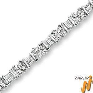 دستبند طلای سفید با نگین الماس مدل :BDF1009