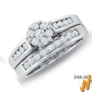 حلقه زنانه طلا سفید با نگین الماس : مدل RwDF1041