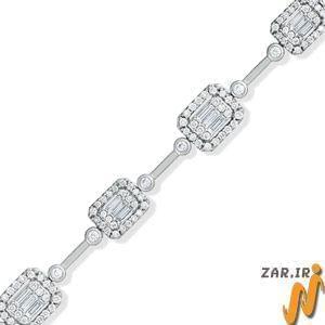دستبند طلای سفید با نگین الماس مدل :BDF1010