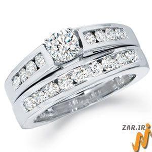 حلقه زنانه طلا سفید با نگین الماس مدل :RWDF1042