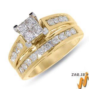 حلقه عروسی طلا زرد با نگین الماس مدل :RWDF1043