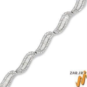 دستبند طلای سفید با نگین الماس مدل :BDF1011