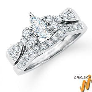 حلقه زنانه طلا سفید با نگین الماس مدل : RWDF1045