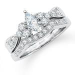 حلقه زنانه طلا سفید با نگین الماس مدل : RWDF1045