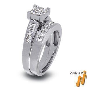 حلقه زنانه طلا سفید با نگین الماس : مدل RwDF1046