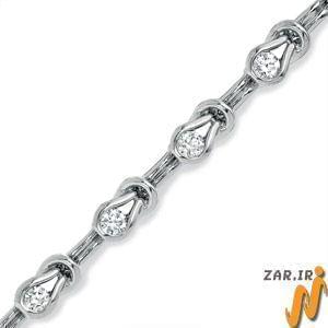 دستبند طلای سفید با نگین الماس مدل :BDF1013
