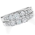 حلقه زنانه طلا سفید با نگین الماس مدل RWDF1048