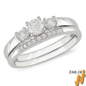 حلقه زنانه طلا سفید با نگین الماس مدل :RWDF1049