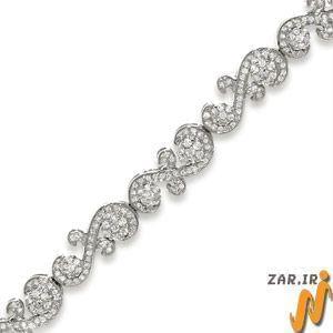 دستبند طلای سفید مدل گلی با نگین الماس مدل : BDF1015