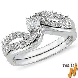 حلقه زنانه طلا سفید با نگین الماس : مدل RwDF1050