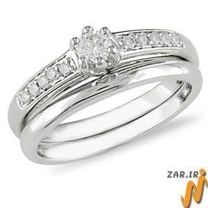حلقه زنانه طلا سفید با نگین الماس : مدل RwDF1051