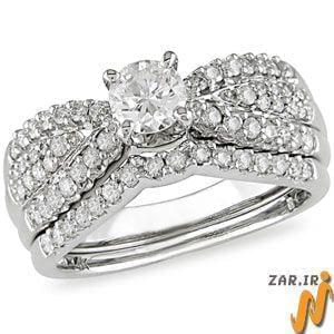 حلقه زنانه طلا سفید با نگین الماس : مدل RwDF1053