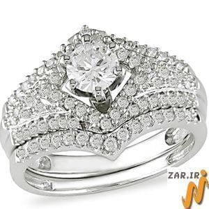 حلقه زنانه طلا سفید با نگین الماس : مدل RwDF1055