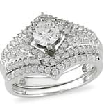 حلقه زنانه طلا سفید با نگین الماس : مدل RwDF1055