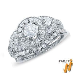 حلقه زنانه طلا سفید با نگین الماس : مدل RwDF1057