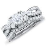 حلقه زنانه طلا سفید با نگین الماس : مدل RwDF1058