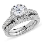 حلقه زنانه طلا سفید با نگین الماس : مدل RwDF1059