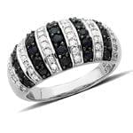 انگشتر طلا سفید با نگین الماس تراش برلیان سیاه و سفید مدل : rsf1005