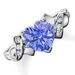 انگشتر طلا سفید با نگین تانزانیت و الماس تراش برلیان طرح قلب مدل : rsf1009 