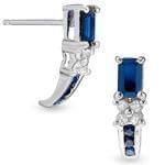 گوشواره طلا سفید با  الماس تراش برلیان و یاقوت کبود مدل : EDF1020